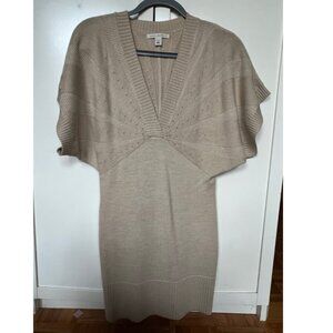Banana Republic beige short sleeve v neck sweater dress